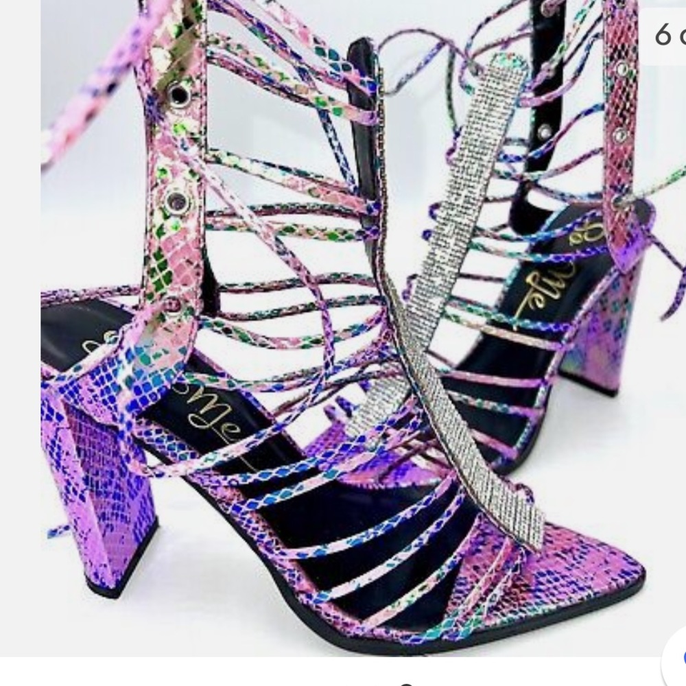 MISS LOLA SNAKE PRINT IRIDESCENT PUMP